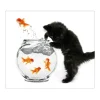 Banjado Herdabdeckplatte Glas 1 Teilig 60x52CM Schneidebrett Herdabdeckung Mit Motiv Katze Und Fisch