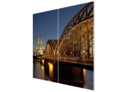 Banjado Herdabdeckplatte Glas 2 Teilig Je 30x52CM Schneidebrett Herdabdeckung Mit Motiv Köln