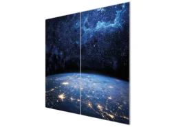 Banjado Herdabdeckplatte Glas 2 Teilig Je 30x52CM Schneidebrett Herdabdeckung Mit Motiv Galaxie