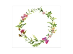 Banjado Herdabdeckplatte Glas 1 Teilig 60x52CM Schneidebrett Herdabdeckung Mit Motiv Aquarell Blumenring