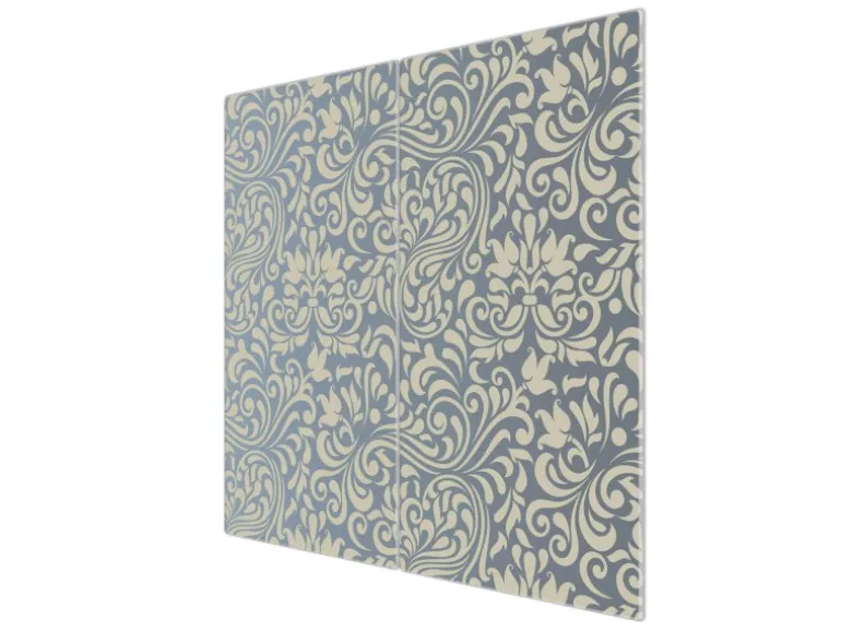 Banjado Herdabdeckplatte Glas 2 Teilig Je 30x52CM Schneidebrett Herdabdeckung Mit Motiv Blaues Ornament