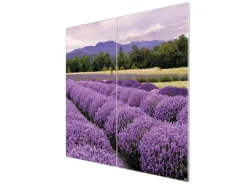 Banjado Herdabdeckplatte Glas 2 Teilig Je 30x52CM Schneidebrett Herdabdeckung Mit Motiv Lavendel 1
