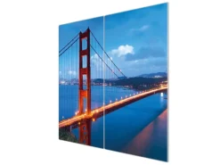 Banjado Herdabdeckplatte Glas 2 Teilig Je 30x52CM Schneidebrett Herdabdeckung Mit Motiv Golden Gate Bridge