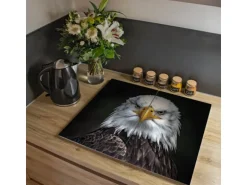 Banjado Herdabdeckplatte Glas 2 Teilig Je 30x52CM Schneidebrett Herdabdeckung Mit Motiv Adler