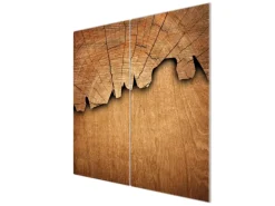 Banjado Herdabdeckplatte Glas 2 Teilig Je 30x52CM Schneidebrett Herdabdeckung Mit Motiv Holz