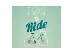 Banjado Herdabdeckplatte Glas 2 Teilig Je 30x52CM Schneidebrett Herdabdeckung Mit Motiv I Want To Ride My Bike