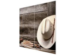Banjado Herdabdeckplatte Glas 2 Teilig Je 30x52CM Schneidebrett Herdabdeckung Mit Motiv Linedance Set
