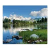 Banjado Herdabdeckplatte Glas 1 Teilig 60x52CM Schneidebrett Herdabdeckung Mit Motiv Gebirgssee
