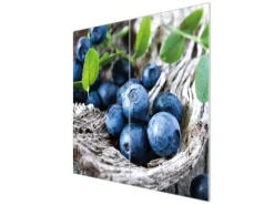 Banjado Herdabdeckplatte Glas 2 Teilig Je 30x52CM Schneidebrett Herdabdeckung Mit Motiv Blaubeeren