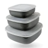 Bestgoodies Vorratsdosen 6er Set Eckig Grau 2 x 3er