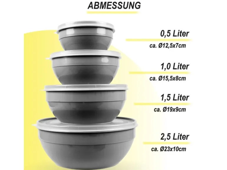 Bestgoodies Vorratsdosen 4er Set Rund Grau