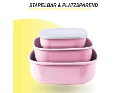 Bestgoodies Vorratsdosen 9er Set Eckig Rosa 3 x 3er