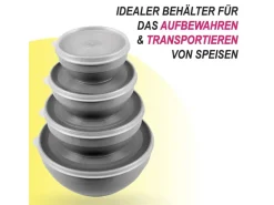 Bestgoodies Vorratsdosen 12er Set Rund Grau 3 x 4er