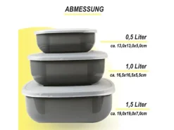 Bestgoodies Vorratsdosen 3er Set Eckig Grau