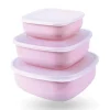 Bestgoodies Vorratsdosen 6er Set Eckig Rosa 2 x 3er