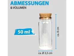 Bestlivings Fläschchen Glas mit Korken Set 50ml 4er Pack