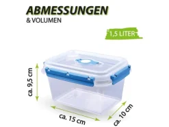 Bestlivings Frischhaltebox 1,5L Lunchbox Im Set Blau 4er Pack