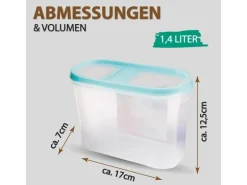 Bestlivings Frischhaltebox Schüttdose 1,4 Liter 2er Pack Türkis