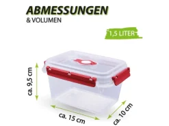 Bestlivings Frischhaltebox Mit Deckel Fresh System 1,5 Liter Lunchbox Rot