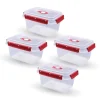 Bestlivings Frischhaltebox 1,5L Lunchbox Im Set Rot 4er Pack