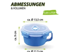 Bestlivings Frischhaltebox 0,85L Frühstücksschale Im Set Blau 2er Pack