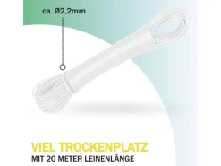 Bestlivings Wäscheleine 20 Meter x 2,2 mm Weiß
