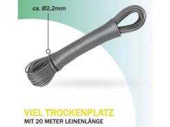 Bestlivings Wäscheleine 20 Meter x 2,2 mm 2er Pack Anthrazit