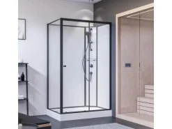 Breuer Komplettdusche Anschlag Rechts 120 cm x 80 cm Schwarz Matt