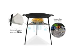 CCLIFE BBQ Grillpfanne Koreanische aus Gusseisen Runde Grillplatte Durchmesser 40cm