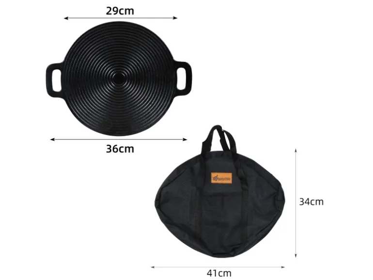 CCLIFE BBQ Grillpfanne Koreanische aus Gusseisen Runde Grillplatte Durchmesser 29cm