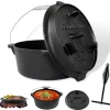 CCLIFE Dutch Oven Set 5,7L Gusseisen Grilltopf mit Feuertopf Ohne Beine