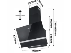 CIARRA Dunstabzugshaube 60 cm 650 m³/h A+++ Kopffrei WIFI-APP Touch Control VM6736HB