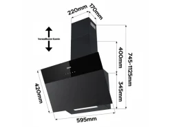 CIARRA Dunstabzugshaube 60 cm 650 m³/h A+++ Kopffrei WIFI-APP Touch Control VMCF6736H