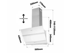 CIARRA Dunstabzugshaube 60 cm 650 m³/h A+++ Kopffrei WIFI-APP Touch Control VM6736NW