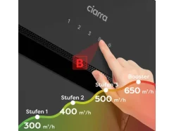 CIARRA Dunstabzugshaube 60 cm 650 m³/h A+++ Kopffrei WIFI-APP Touch Control VM6736MB