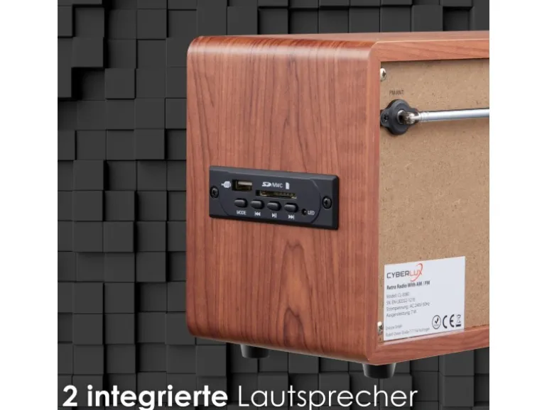 Cyberlux CL-3080 Retro-Radio mit Bluetooth USB SD AM/FM Radio