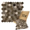 Dalsys Selbstklebende Fliesen 0,88m² 11 Stück Hexagon Braun Mix Gold
