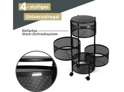 deluxe4home Rollwagen mit 4 schwenkbaren Ebenen 30x30x78 cmRund