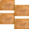 DuneDesign 4er Set Steakteller aus Bambus 33 x 23 x 2cm Motiv Comic-Kuh