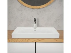 ECD Germany Waschbecken Waschtisch 605 x 465 x 160 mm Keramik Weiß Einbaubecken