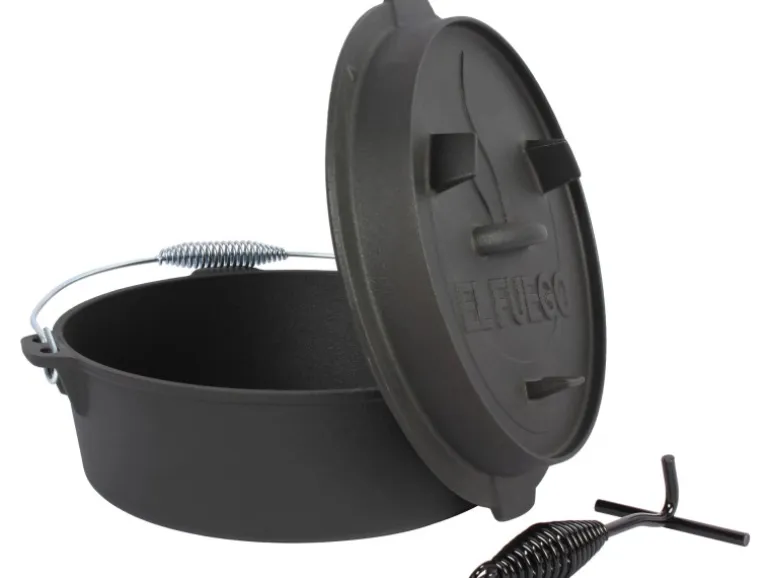 El Fuego Dutch-Oven Gusseisen 5,6 l Deckel 1,7 l Schwarz