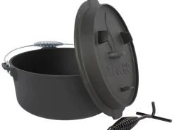 El Fuego Dutch-Oven Gusseisen 7,2 l Deckel 1,8 l Schwarz