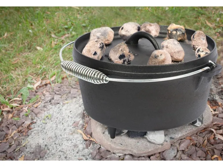 El Fuego Dutch-Oven Gusseisen 7,2 l Deckel 1,8 l Schwarz