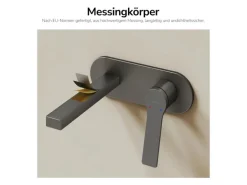 Emke Wand Waschtischarmatur Inklusive Grundkörper 288 x 210 x 70 mm Anthrazit Mischbatterie für Waschbecken