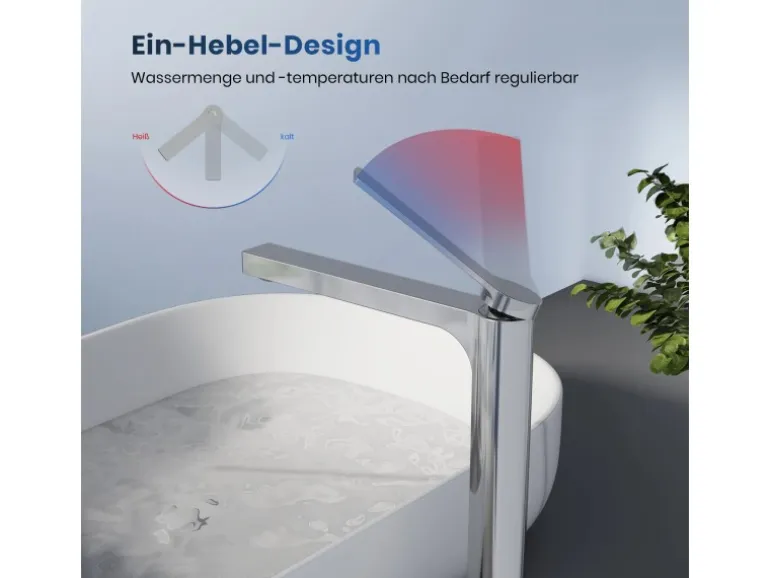 Emke Wasserhahn Waschbeckenarmaturen 335 x 233 x 46 mm Verchromt Mischbatterie Küchenarmatur mit Luftsprudler