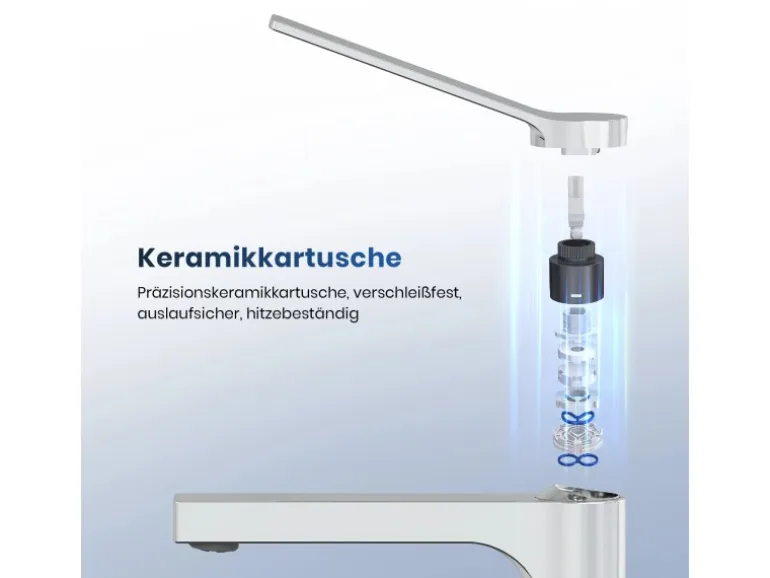 Emke Wasserhahn Waschbeckenarmaturen 335 x 233 x 46 mm Verchromt Mischbatterie Küchenarmatur mit Luftsprudler