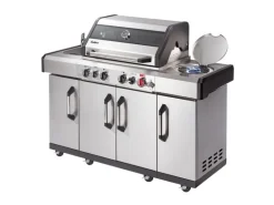 Enders Gasgrill Kanasas II Pro 4 SIK Profi Turbo 4 Brenner & Seitenkocher Silber