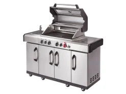 Enders Gasgrill Kanasas II Pro 4 SIK Profi Turbo 4 Brenner & Seitenkocher Silber