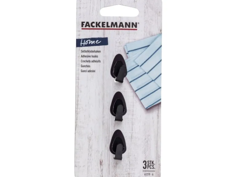 Fackelmann Ovalklebehaken Schwarz 3 Stück 2,8 cm