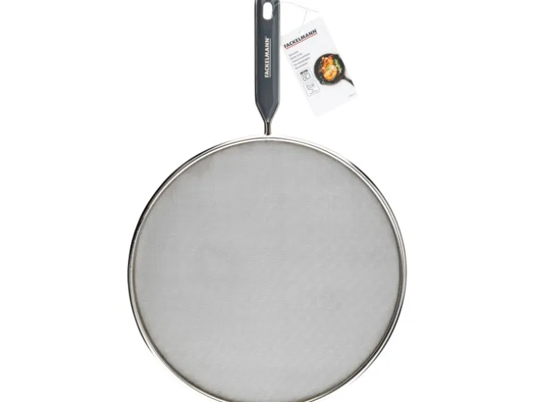 Fackelmann Spritzschutz mit Griffeinlage Ø 29 cm x 46 cm Silber-Grau